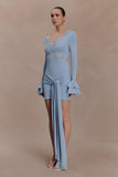 Electra Slinky Lace Mini Dress Pale Blue