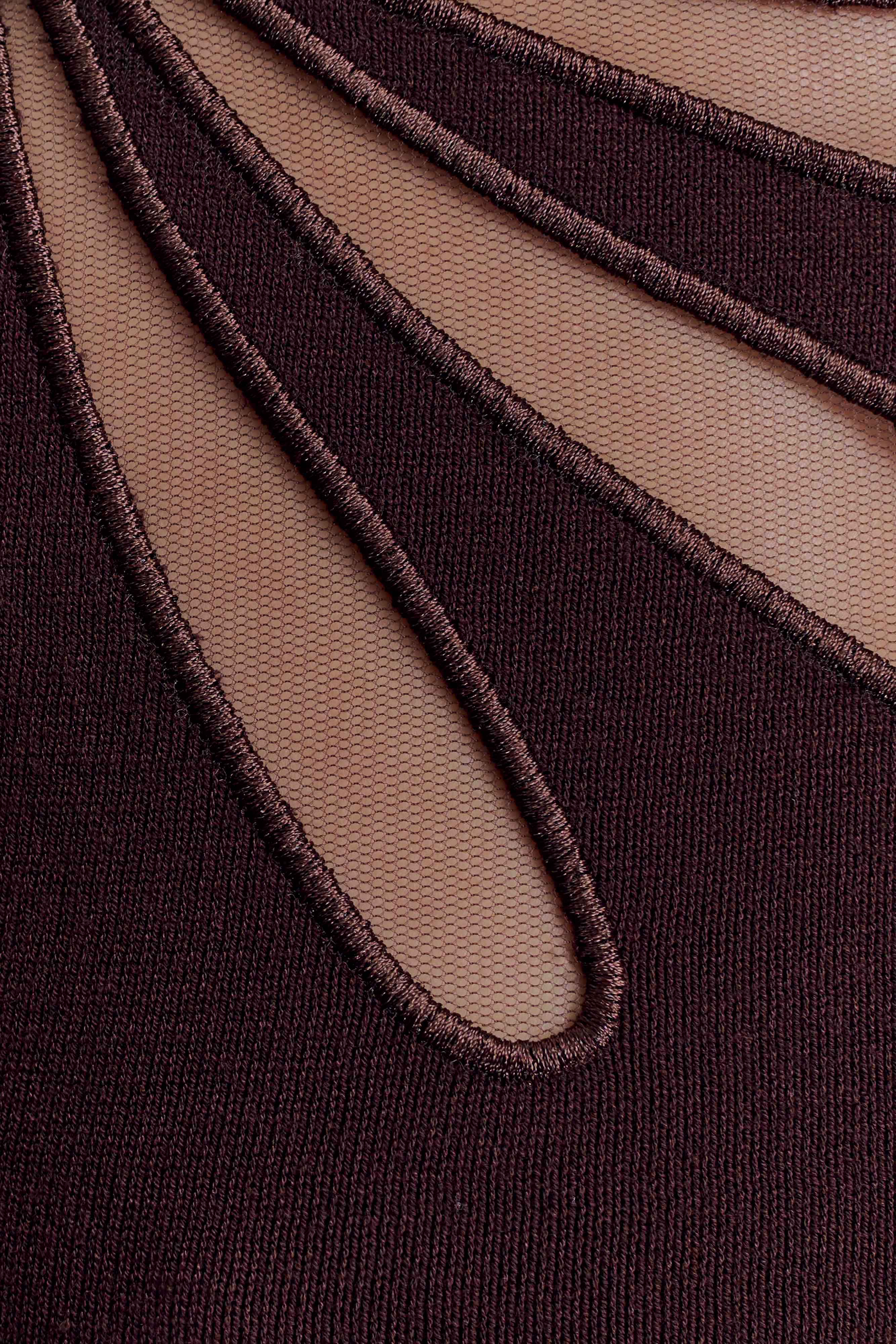 Brock Asymmetrical Neckline Knit Top Dark Chocolate