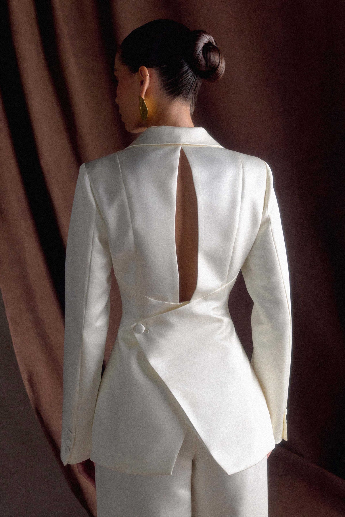 Ada Tailored Satin Blazer Ivory