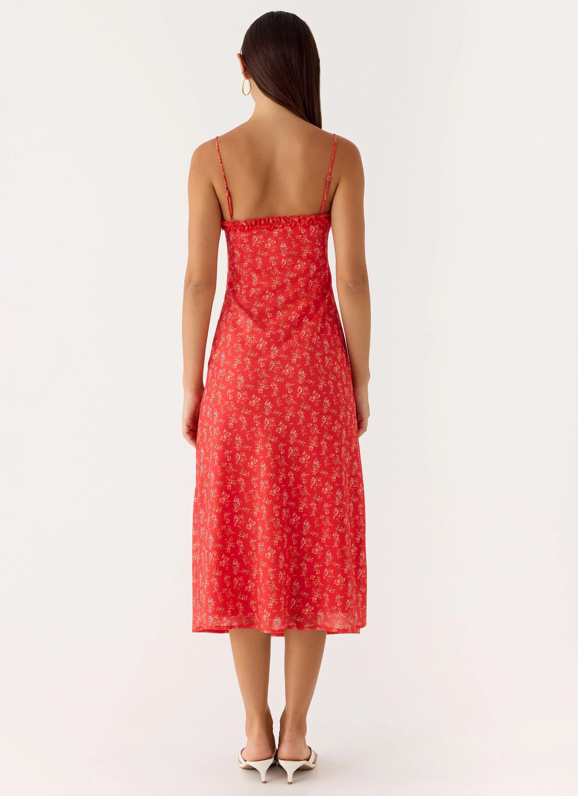 Kahlo Midi Dress Magenta Red Rose