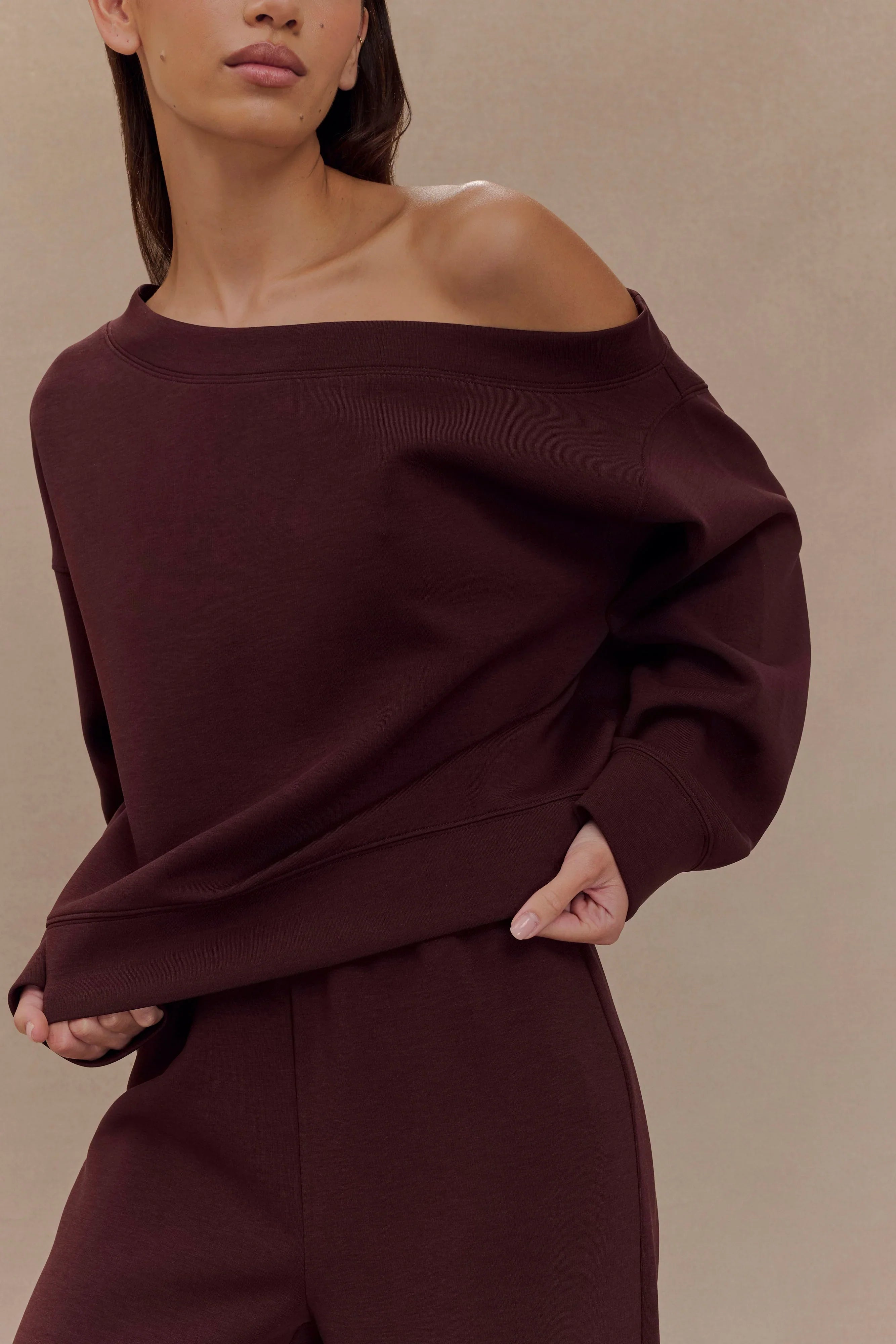 Aiden Slouchy Crew Jumper Chocolate