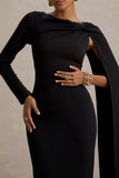 Frances Black High Neck Maxi Dress With Cape Detail