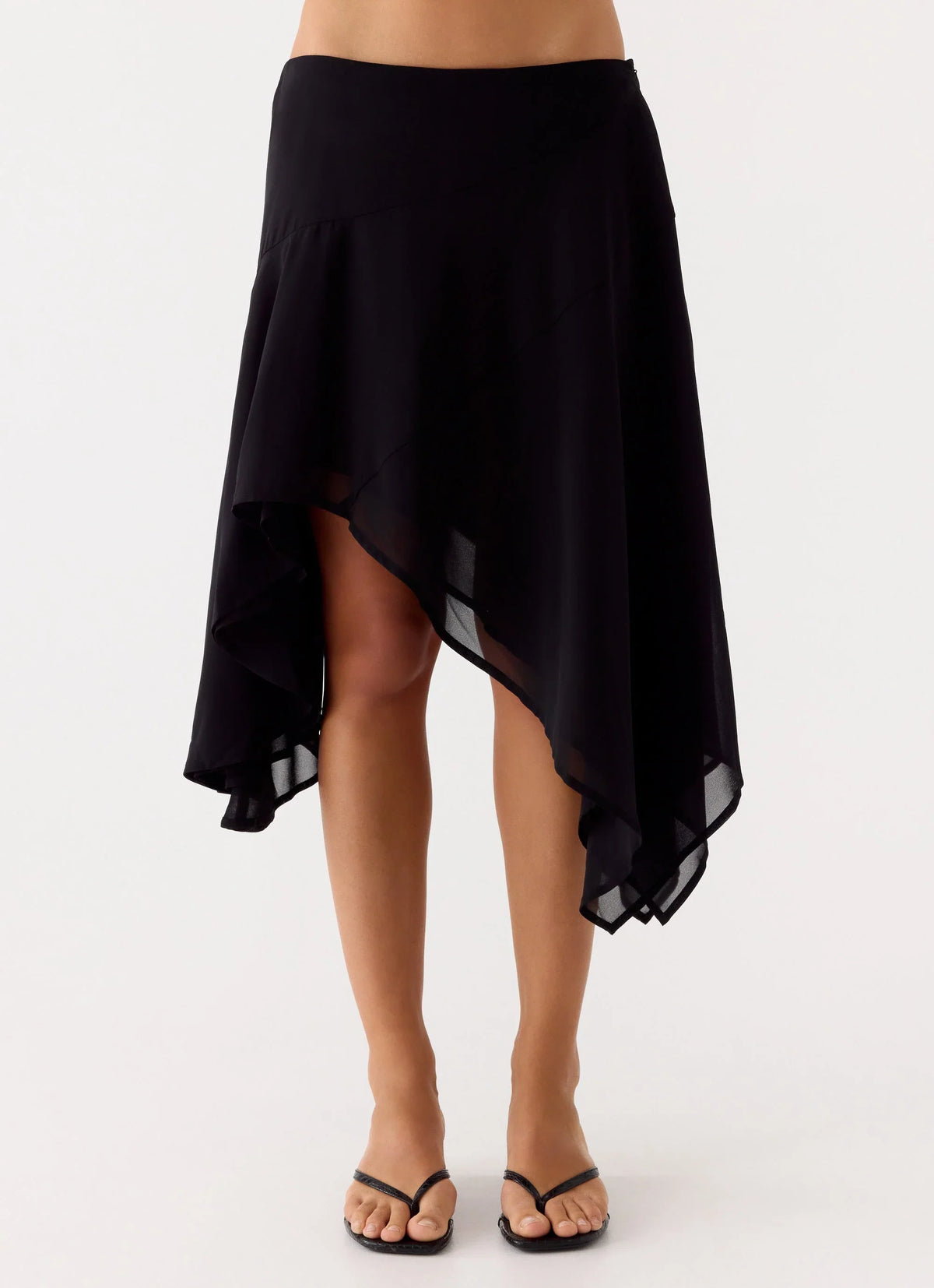 Kia Low Rise Asymmetrical Midi Skirt Black