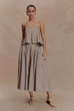Mae A Line Midi Skirt Pebble Brown