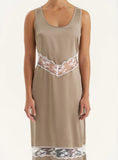 Khaki Satin Lace Cut Out Maxi Dress