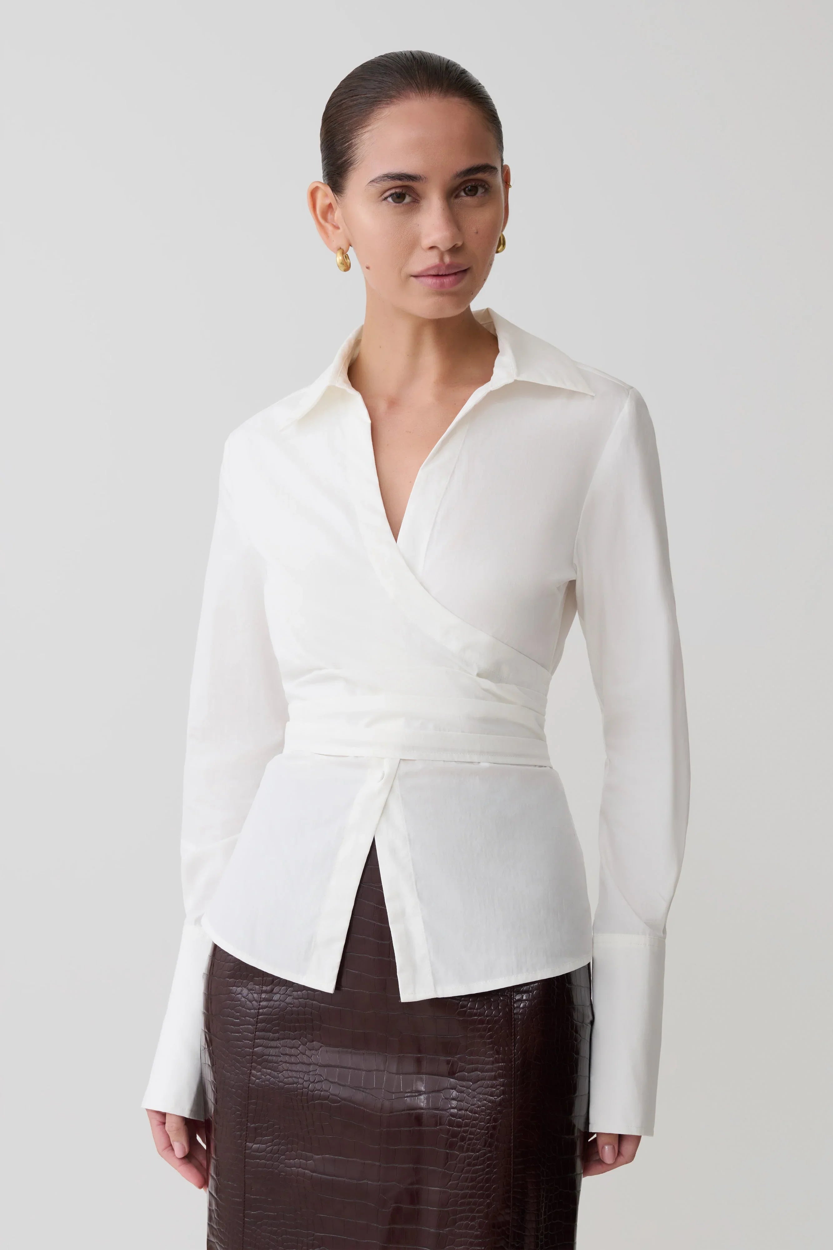 Eugenia Wrap Cotton Shirt White