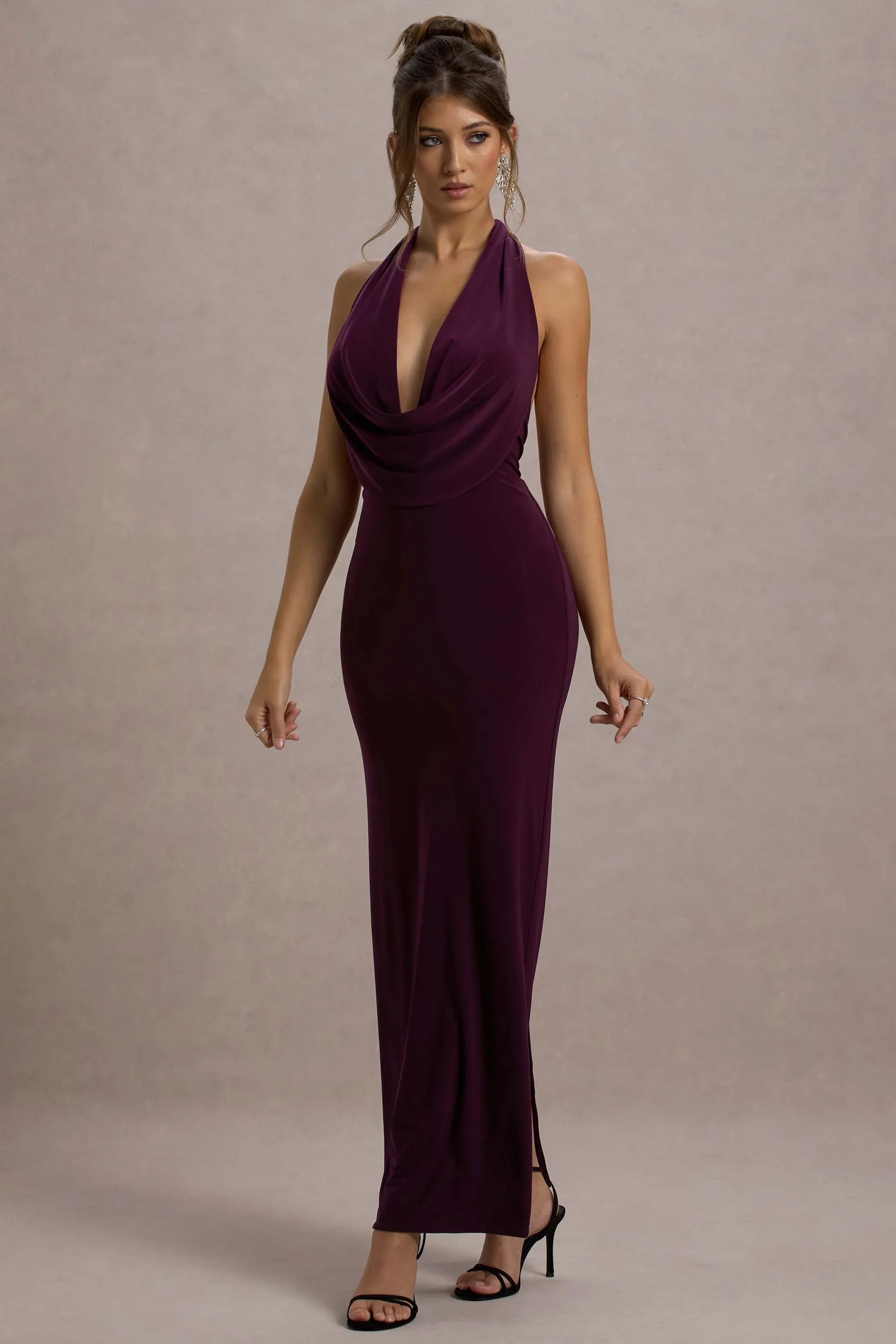 Edessa Port Plunge Neck Maxi Dress