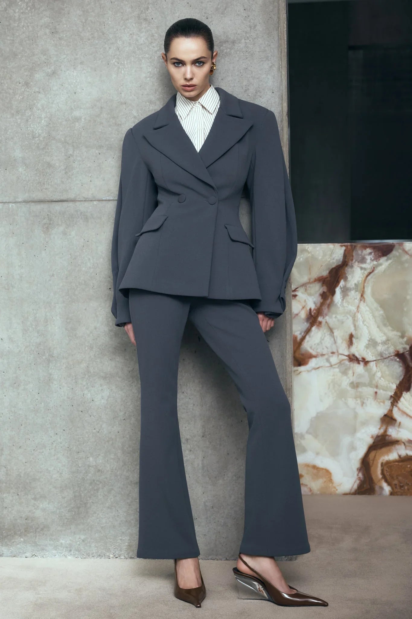 Marion Fit And Flare Pant Charcoal Shadow