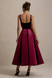Francisca Berry Velvet Strappy Volume Hem Midi Dress
