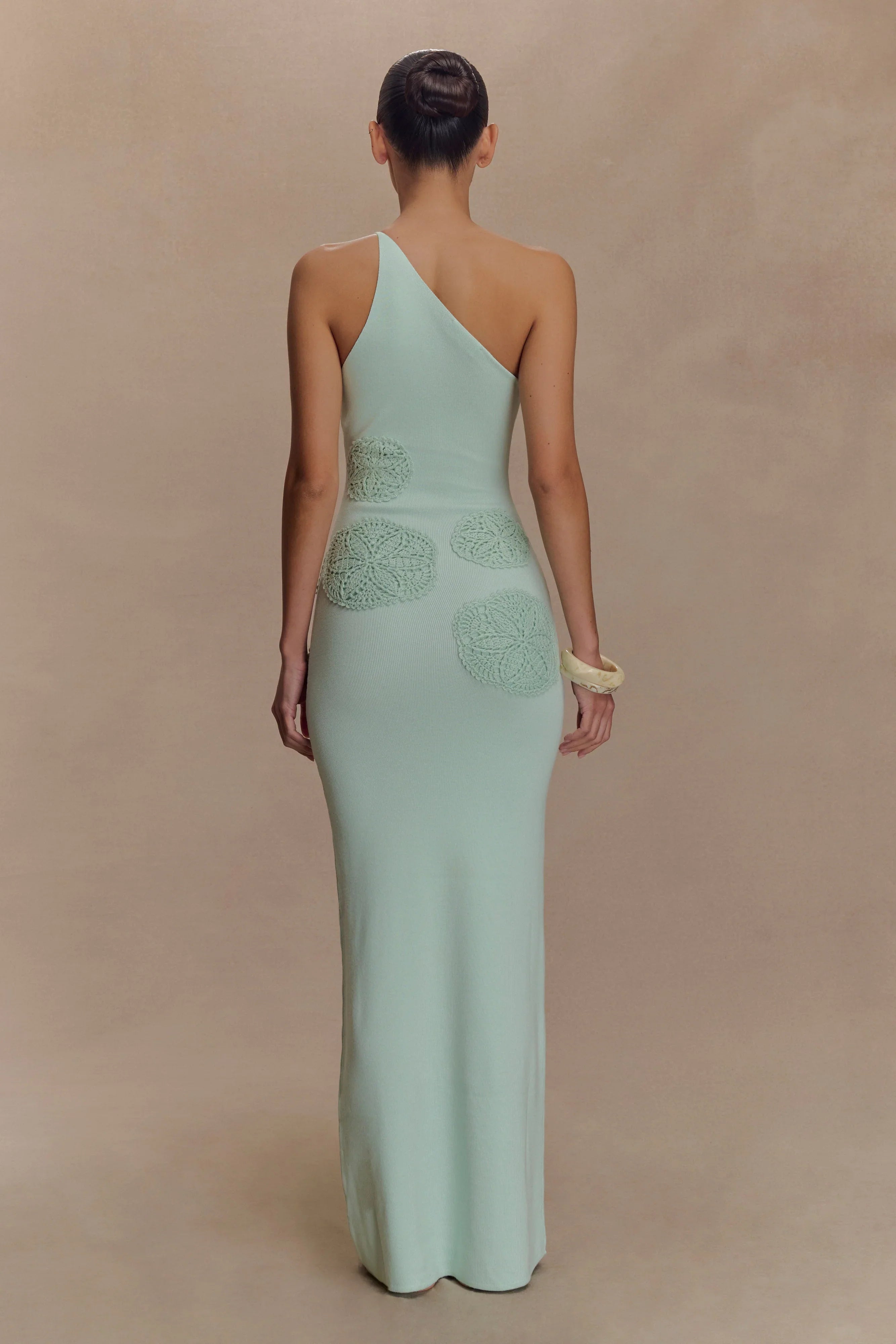 Teneika Crochet Knit Maxi Dress Light Aqua
