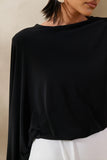 Carenza Black White Wide Neck Maxi Dress With Cape Sleeve