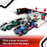 LEGO City F1 Garage Mercedes AMG Alpine Cars Toy Model Race Car Building Toy and Portable Playset for Kids Boys and Girls Ages 7 F1 Collectible for Fans Gift Idea for Birthdays 60444