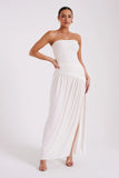 Bex Strapless Slinky Maxi Dress With Split Ivory