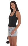 Detailed Halter Top in Black