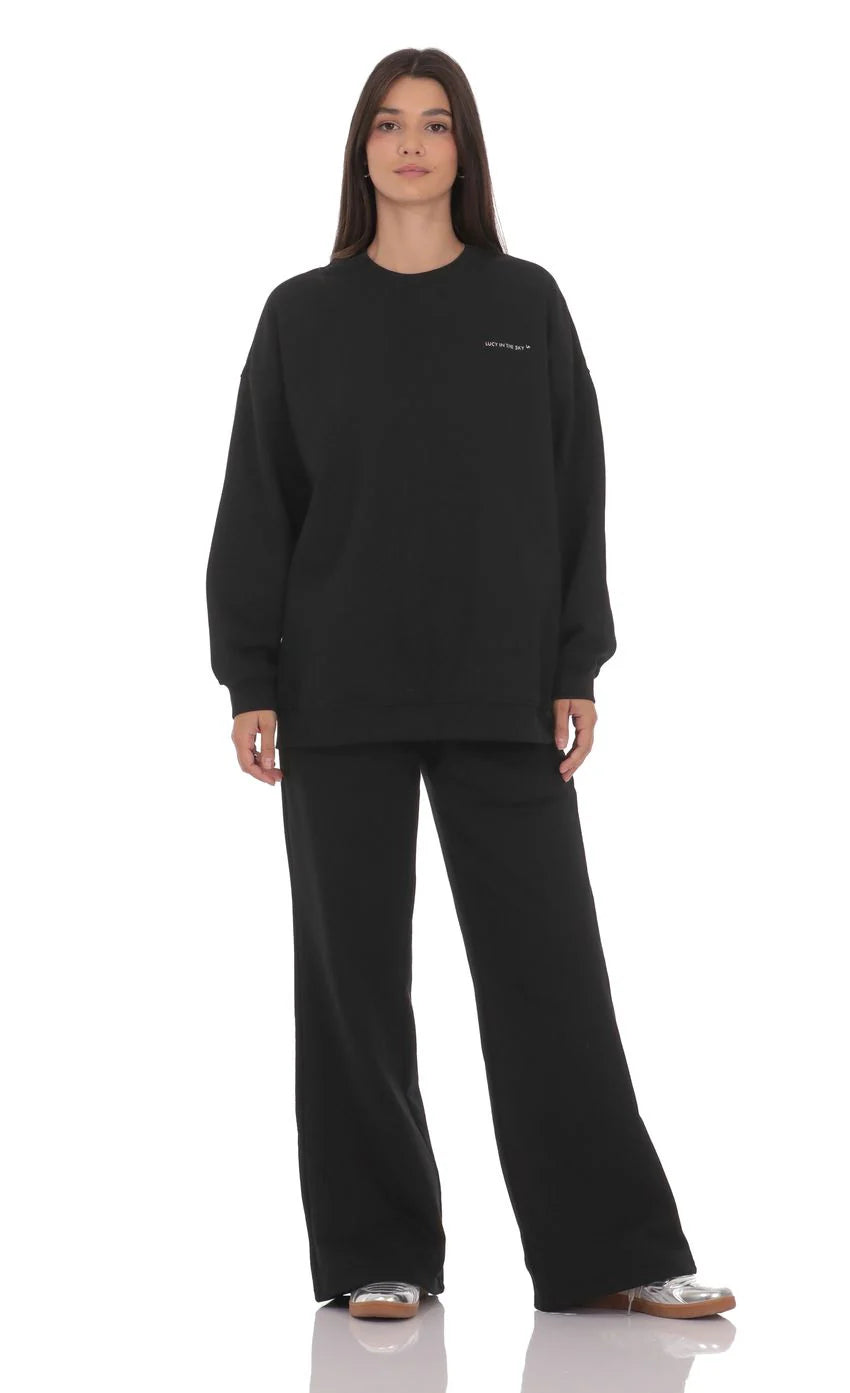 Lucy Oversized Crewneck in Black
