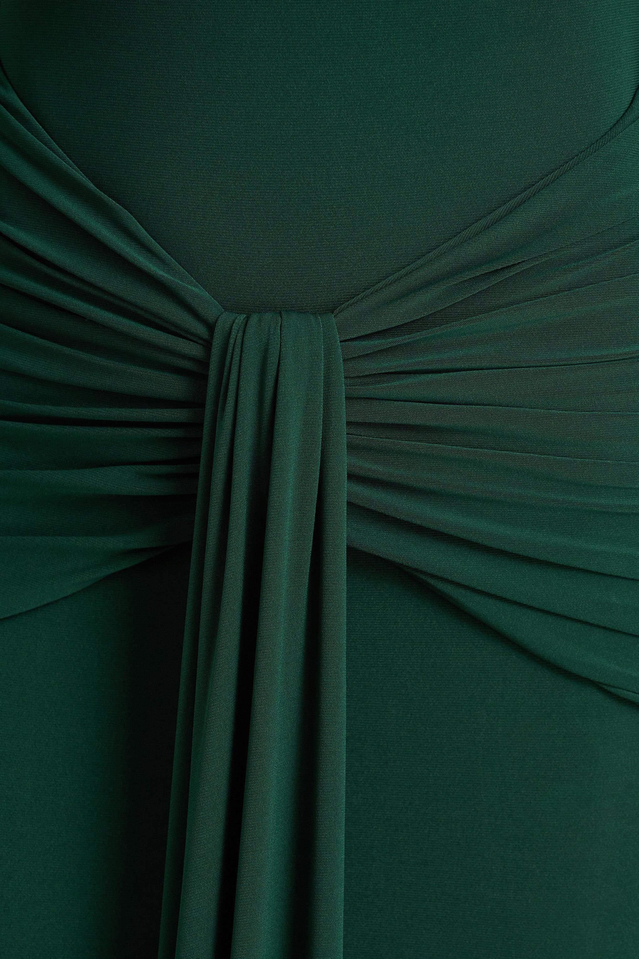 Clover Dark Green Asymmetric Neck Wrapped Maxi Dress With Sash
