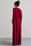 Ilaria Berry Cape Sleeve Split Maxi Dress