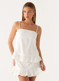 Lucie Mae Linen Mini Skirt White