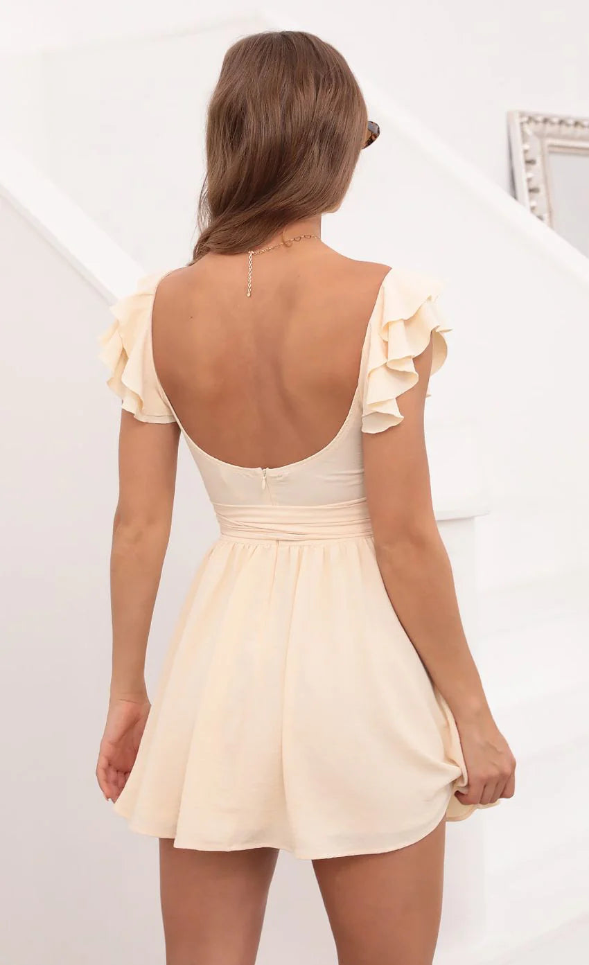 Ruffle Sleeve Dress in Desert