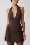 Anari Gathered Scuba Mini Dress Dark Chocolate