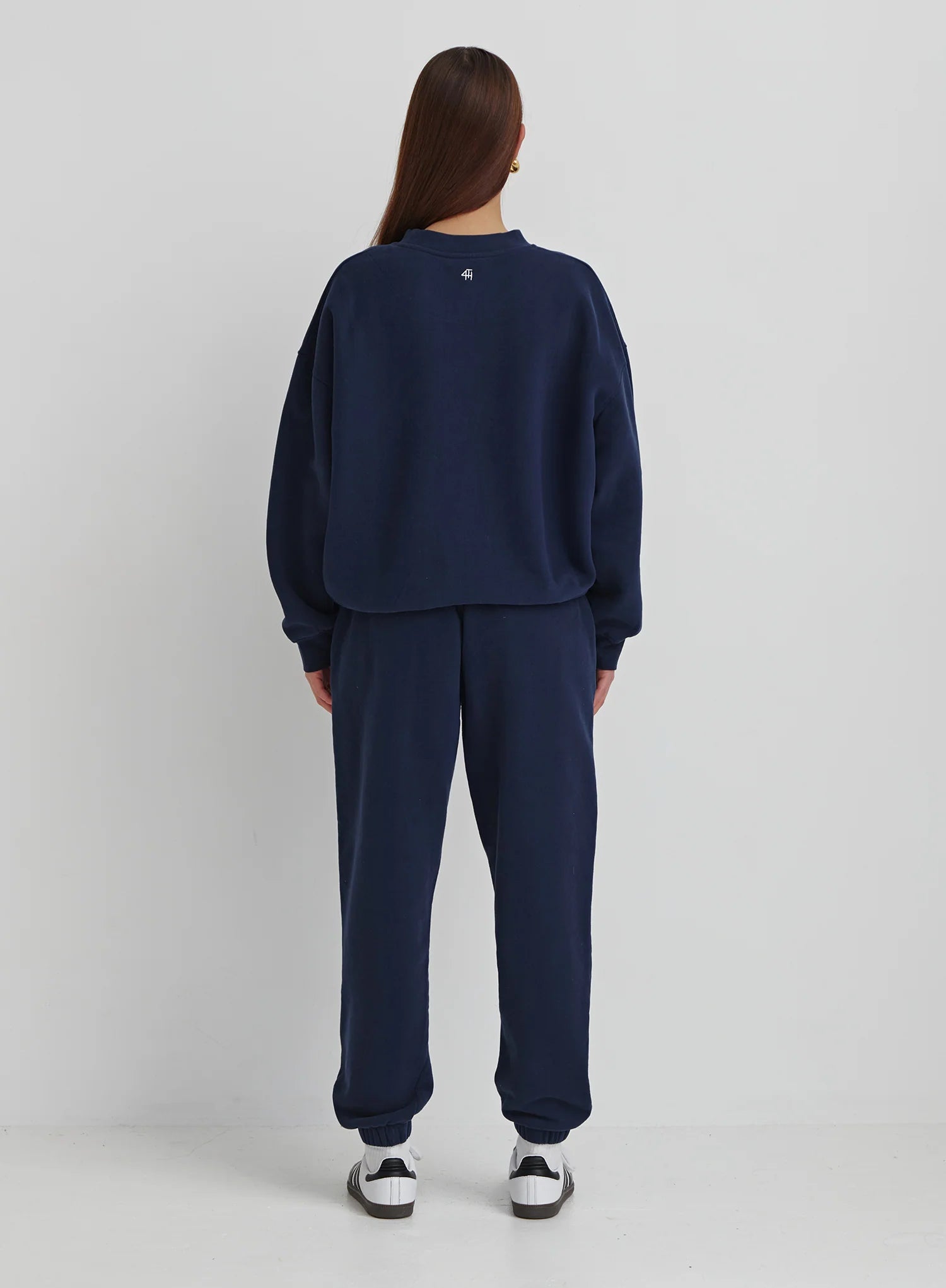 Navy Embroidered Oversized Joggers