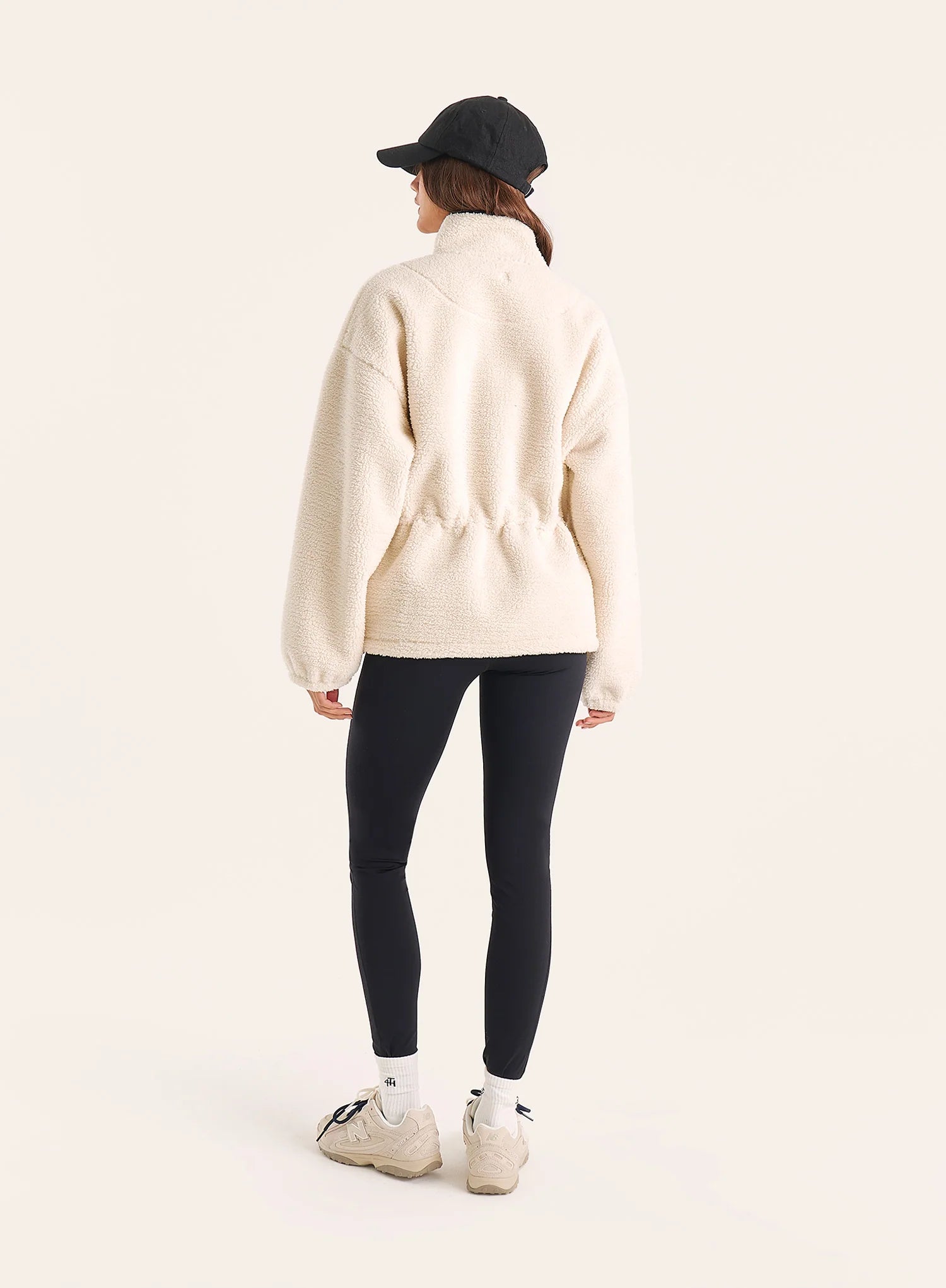 Cream Toggle Waisted Peplum Hem Fleece