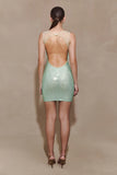 Jasmyn Hot Fix Mini Dress With Mesh Back Mint