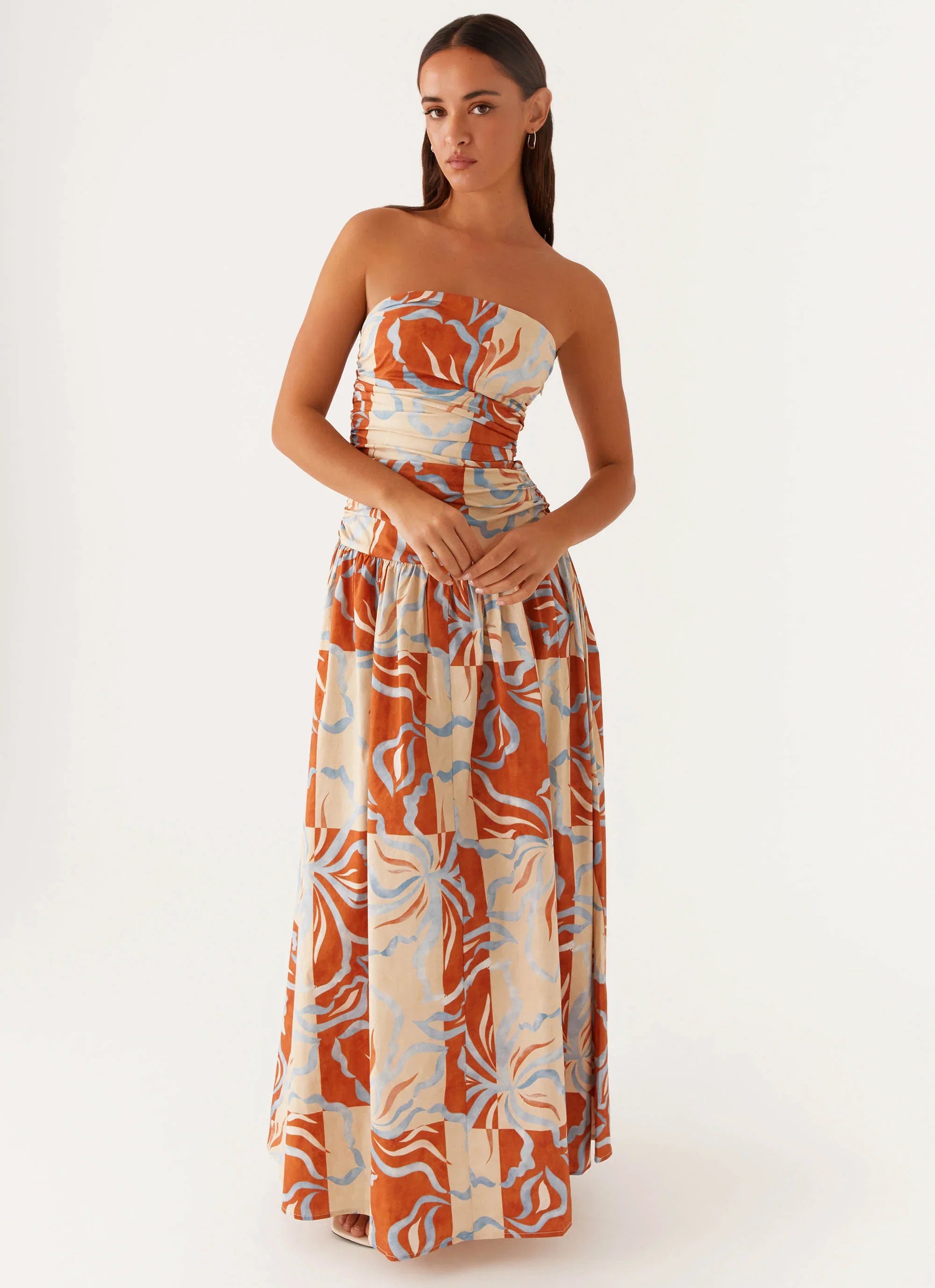 Carmel Maxi Dress Orange Blue Floral