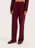 Burgundy Knitted Straight Leg Trousers