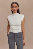 Ellia High Neck Sleeveless Top White