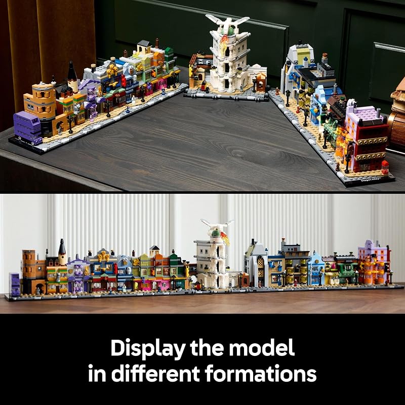 LEGO Harry Potter Diagon Alley Wizarding Shops Building Set for Adults Collectible Kit for Harry Potter Fans with 12 Microfigures Gift Idea for Men Women Fans 76444