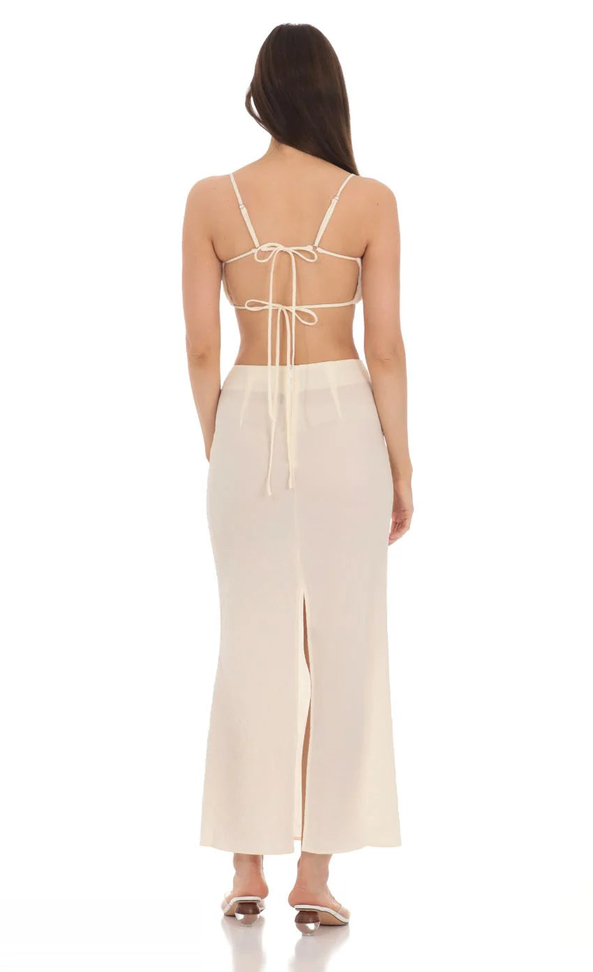 Cropped Two Piece Set in Cream