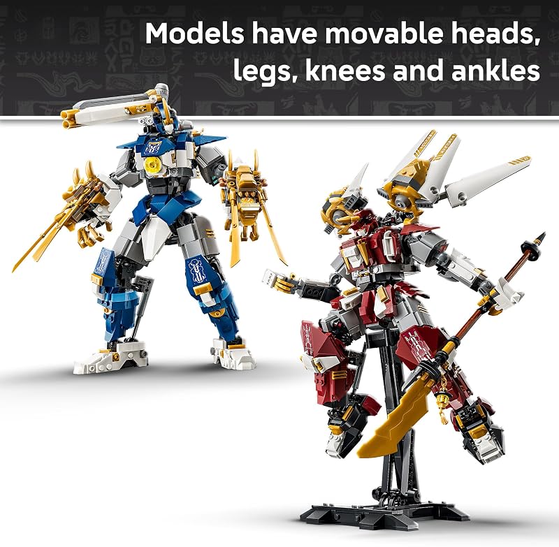 LEGO NINJAGO The Twin Titan Mechs 71870 Building Toys for Boys Girls Ages 12 Posable Mech Action Figures 3 Minifigures 1707 pieces Gift for Birthdays