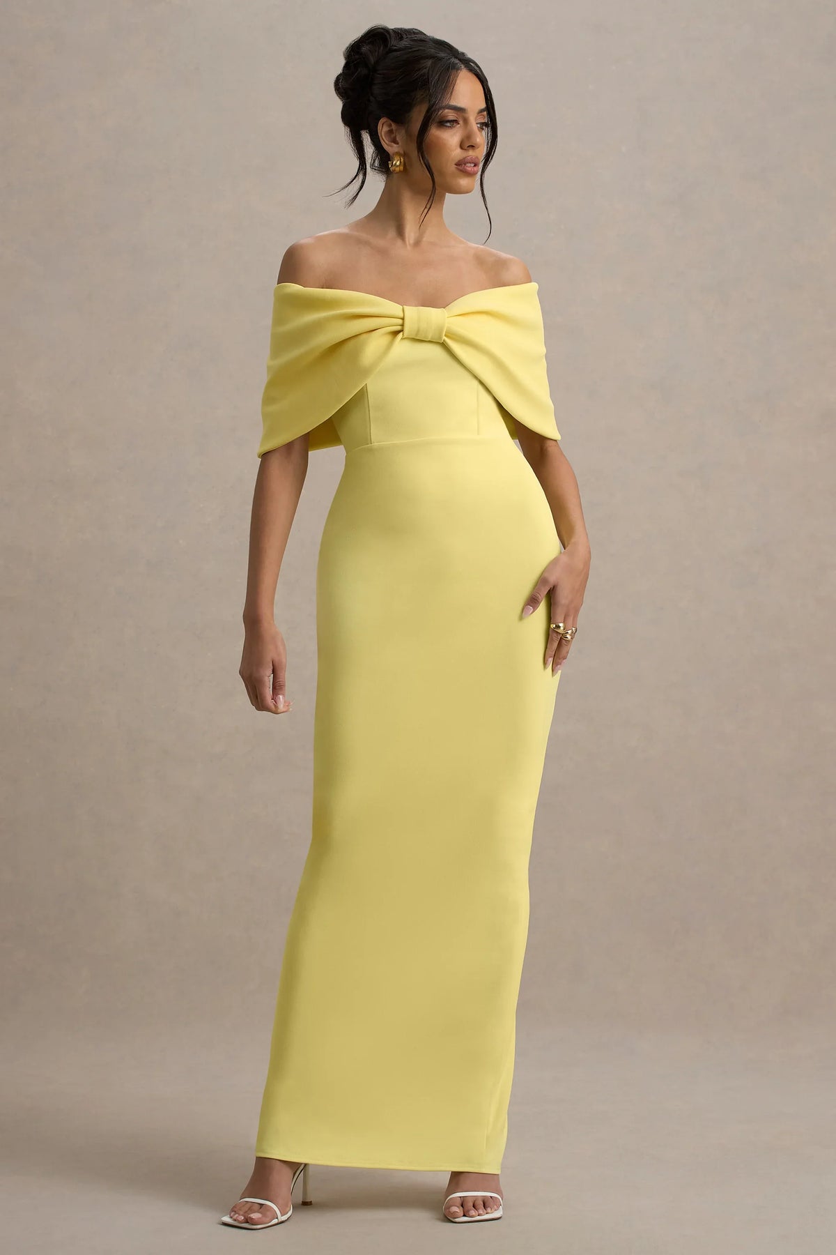 Cornelia Lemon Strapless Maxi Dress With Oversized Bow