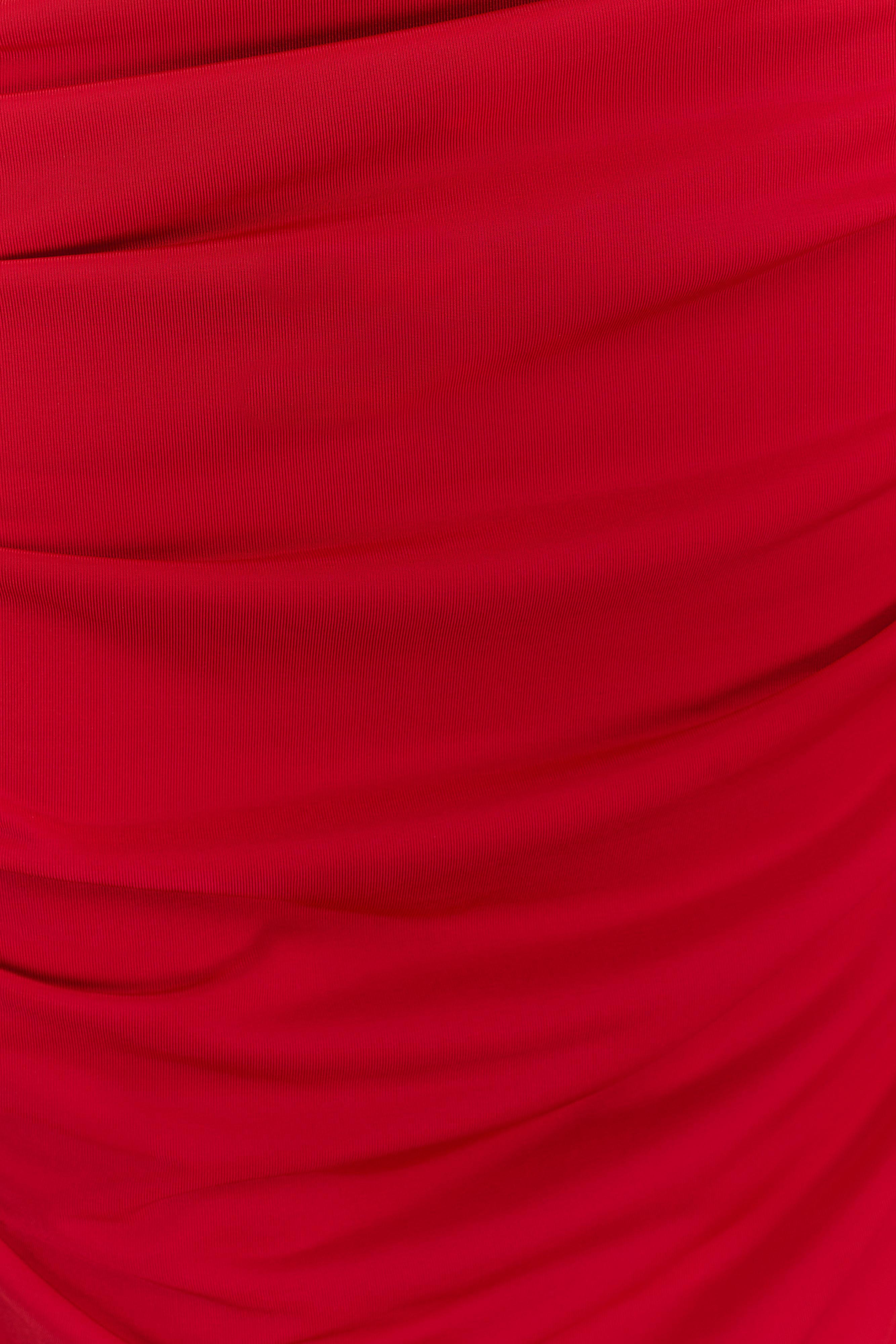 Amandine Ruched Slinky Maxi Dress Ruby