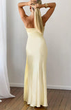 Novie Yellow Tie Detail Satin Strapless Maxi Dress PRE ORDER