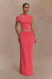 Haven Slinky Twist Midi Skirt Coral