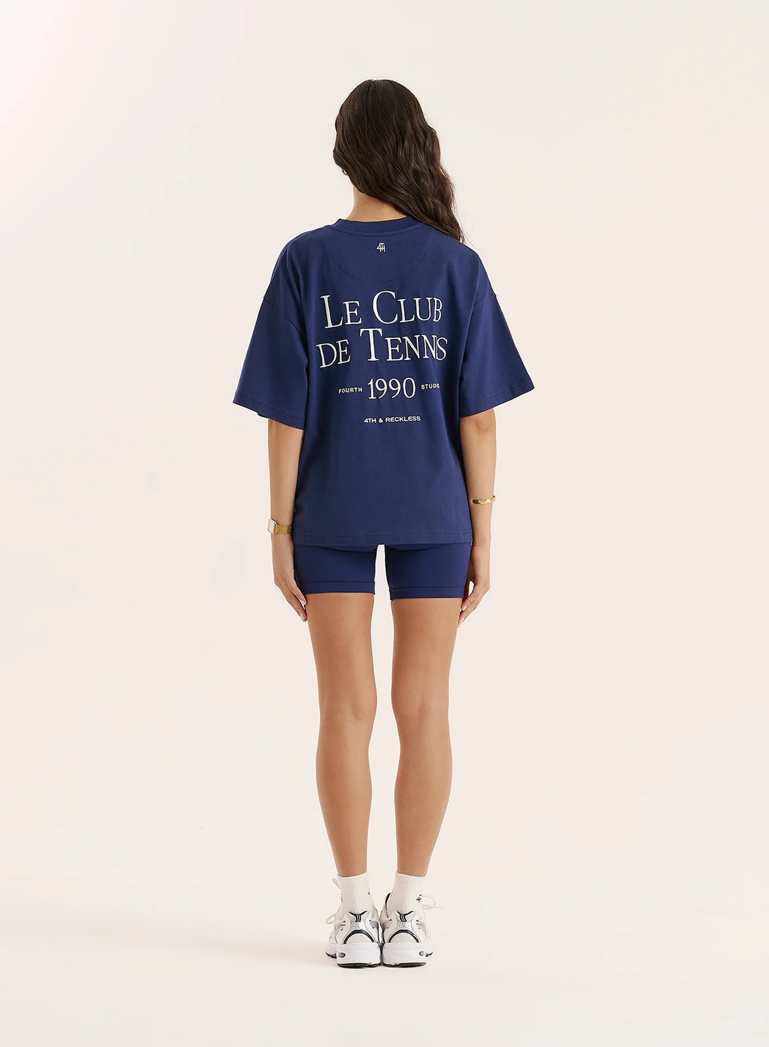 Navy Tennis Club Back Print T Shirt