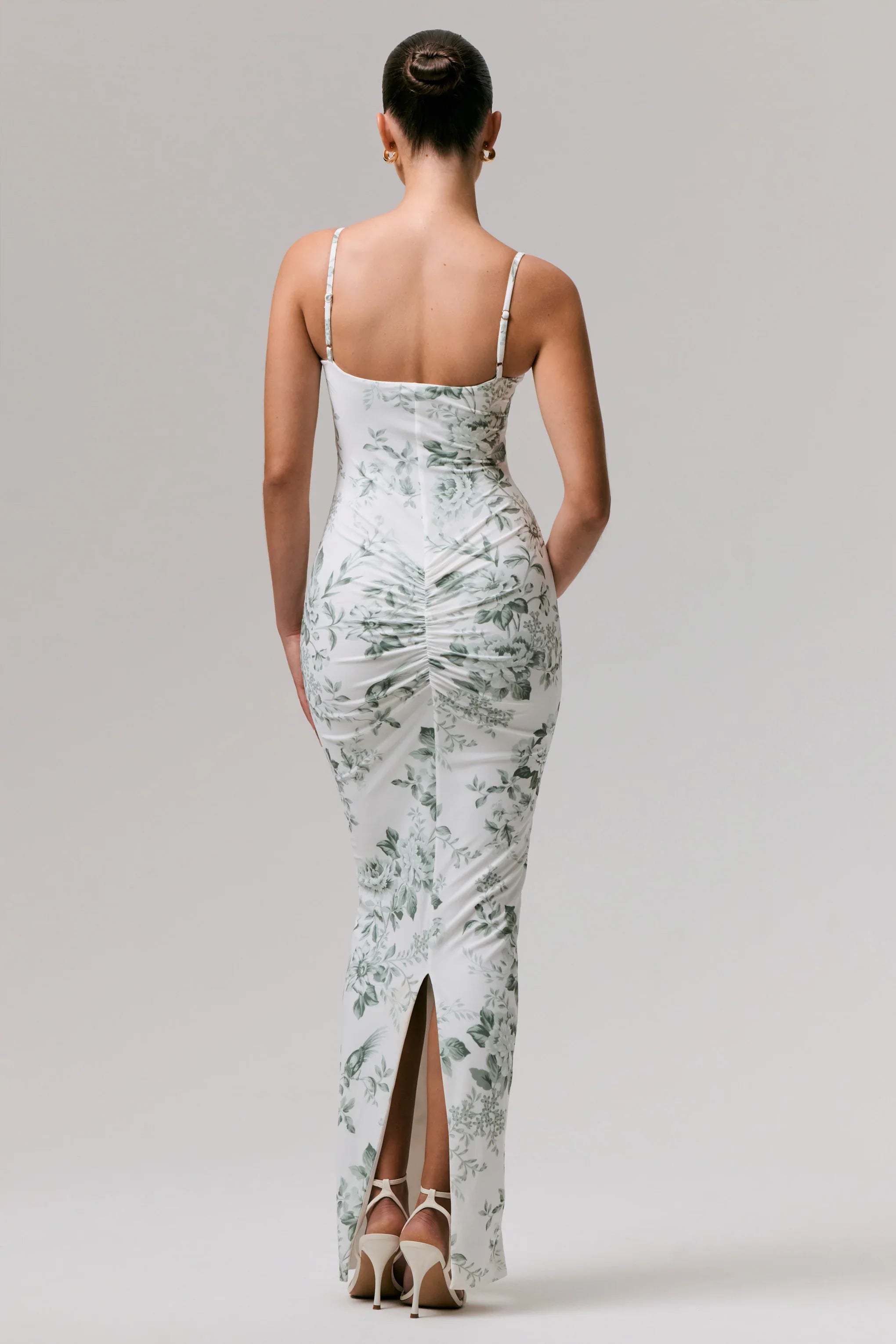 Luz Green Porcelain Print Strappy Maxi Dress
