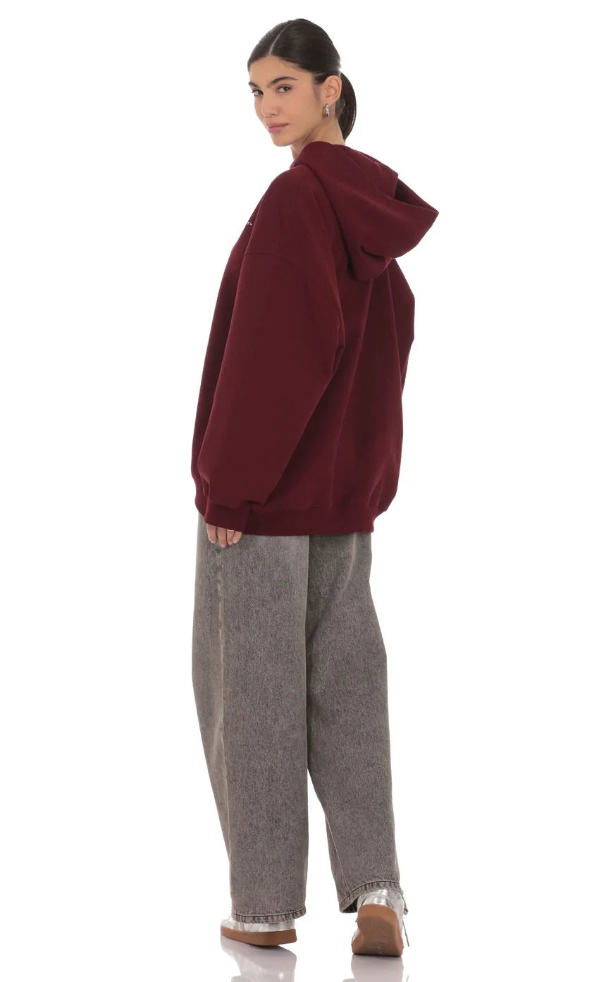 Oversized Lucy Hoodie in Burgundy