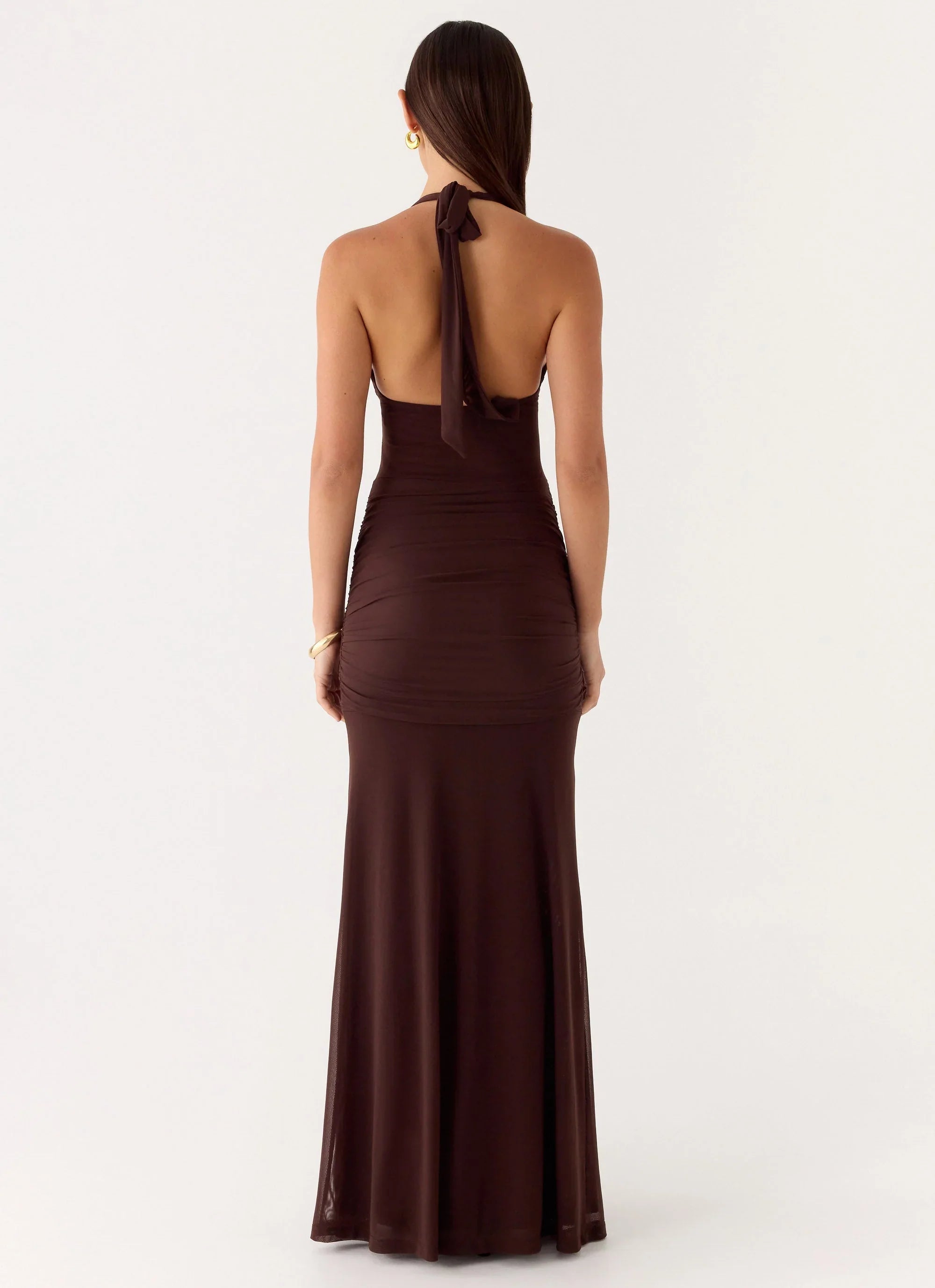 Miyah Halter Hardware Maxi Dress Chocolate