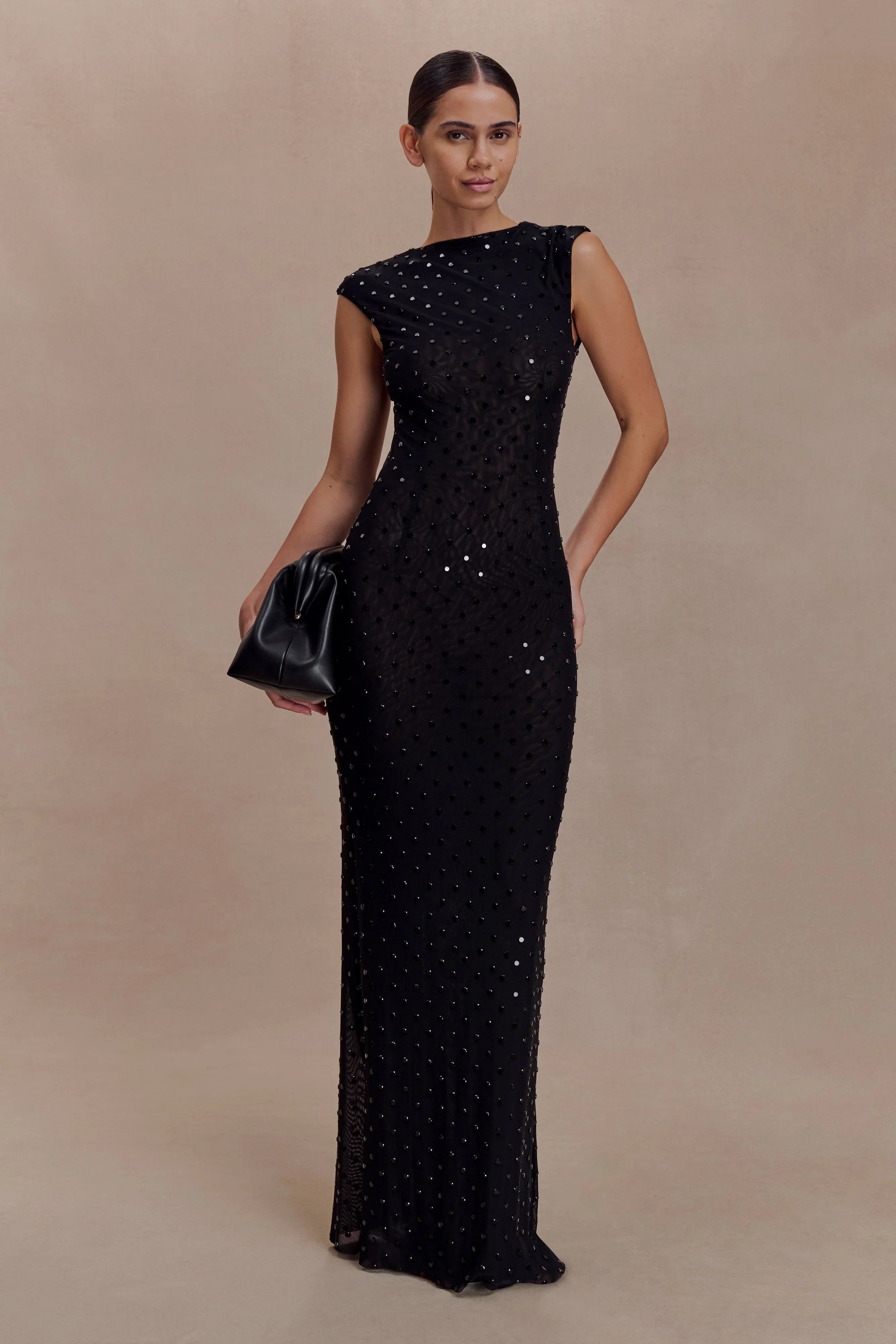 Samara Sleeveless Diamante Maxi Dress Black