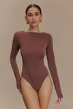 Elsie Shoulder Pad Bodysuit Chocolate