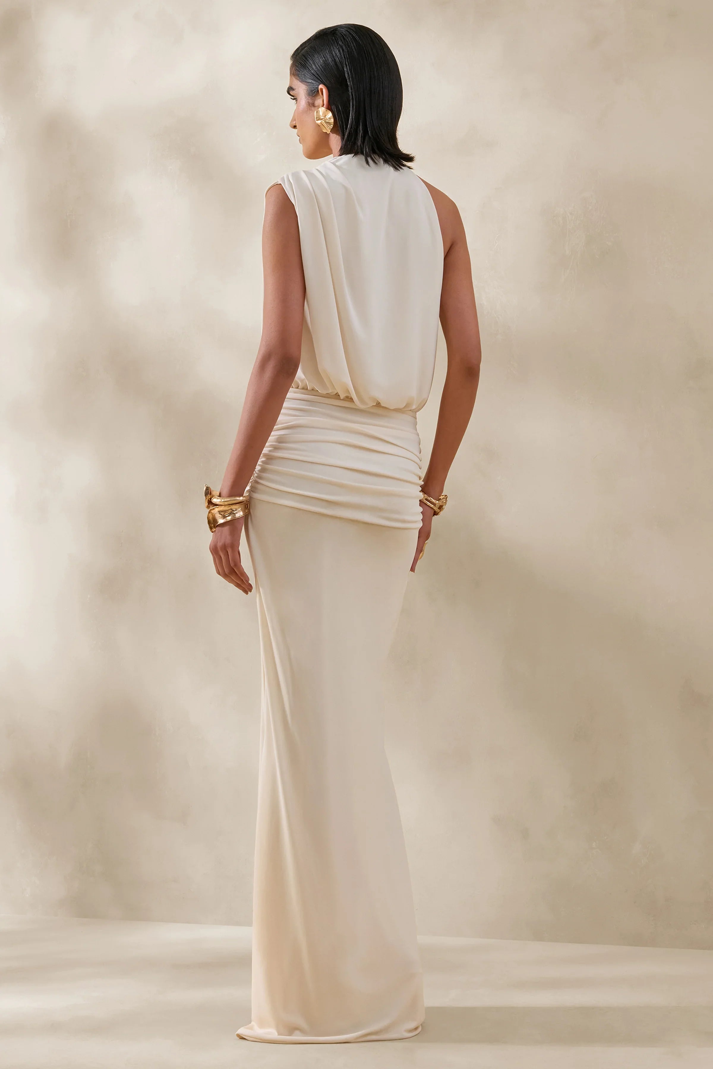 Umaira Cream High Neck Maxi Dress