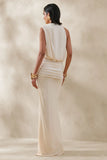 Umaira Cream High Neck Maxi Dress