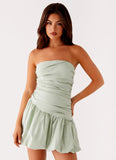 Floria Bubble Mini Dress Sage