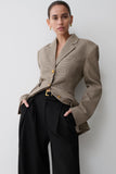 Mila Shaped Blazer Tan Check