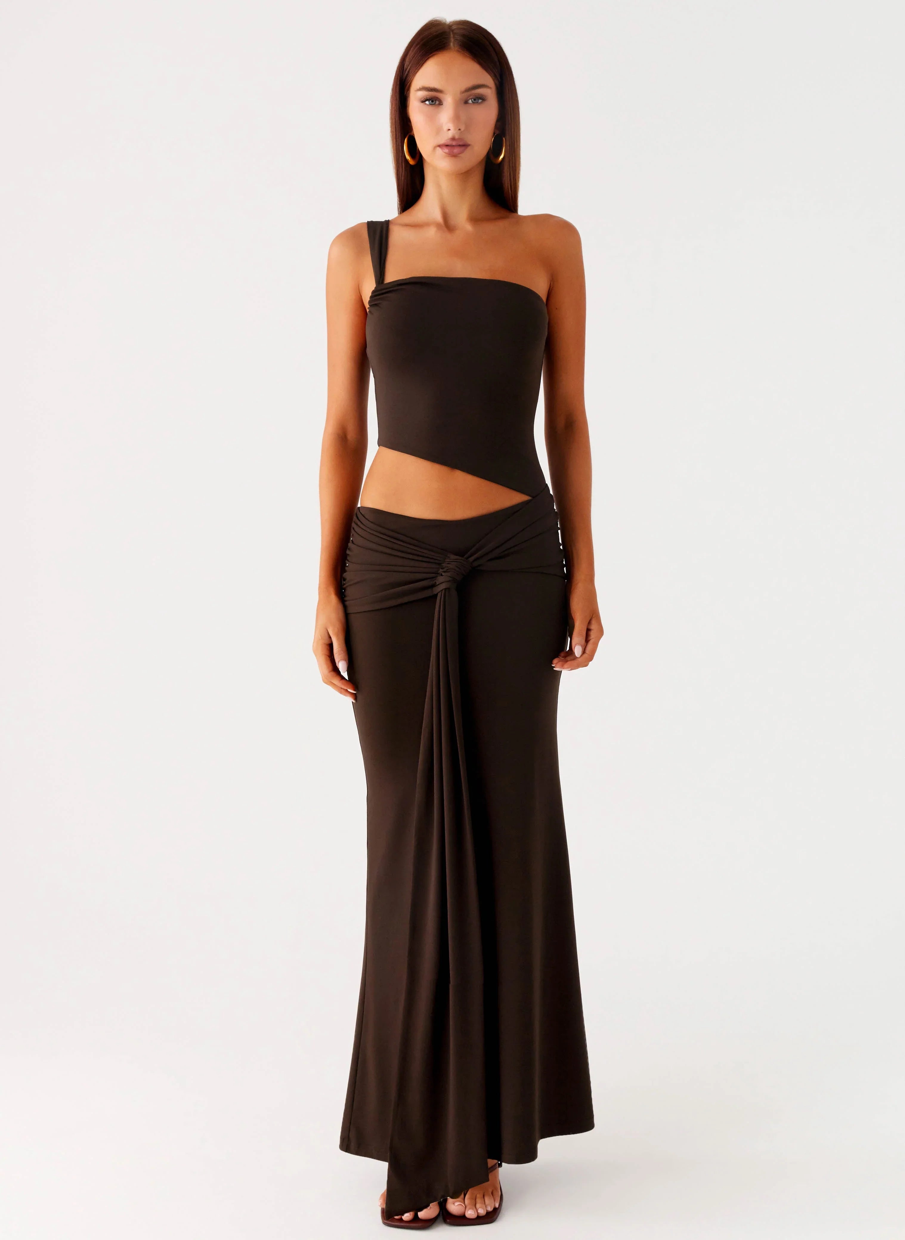 Luara Cut Out Maxi Dress Chocolate