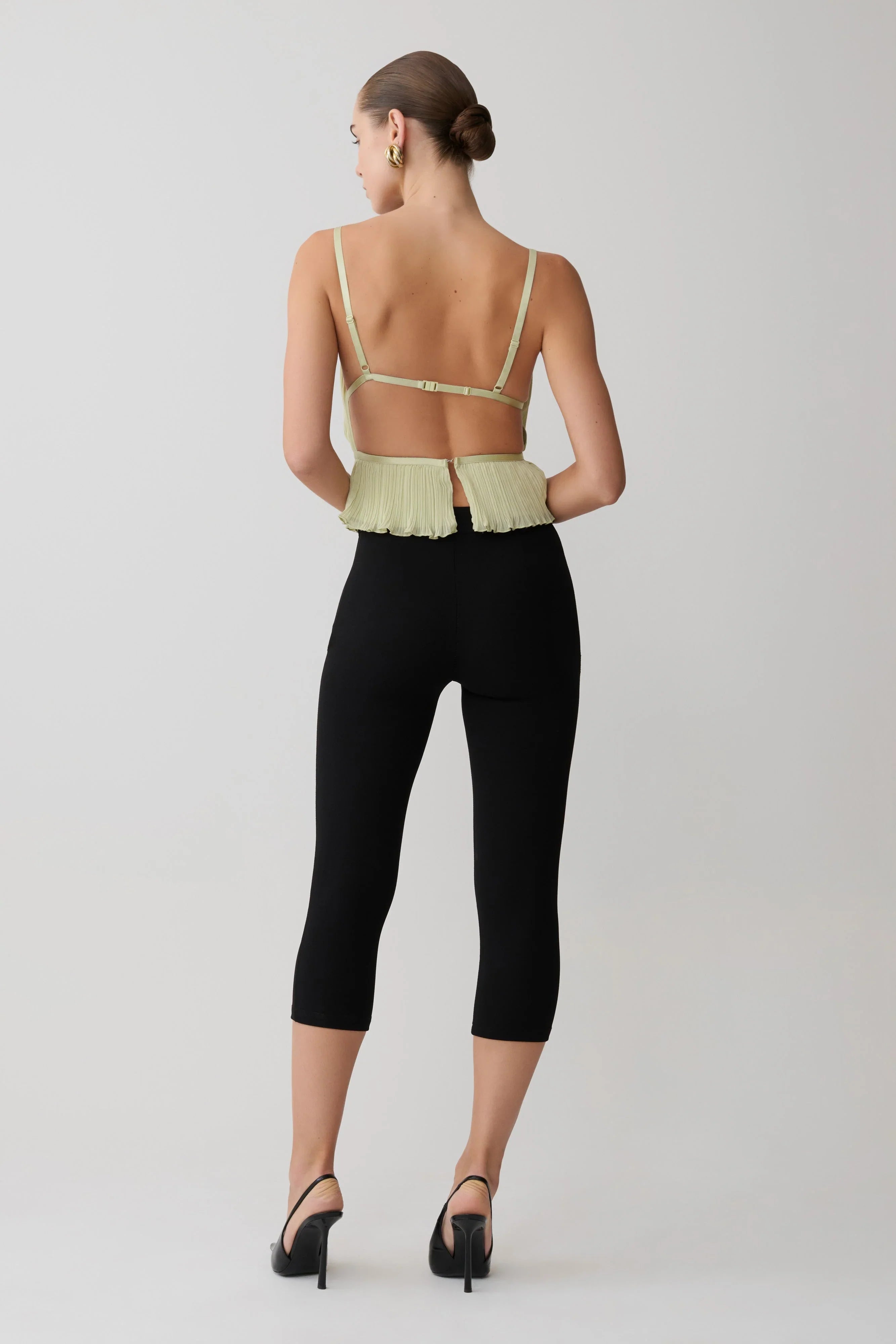Lilou Pleated Sleeveless Top Sage