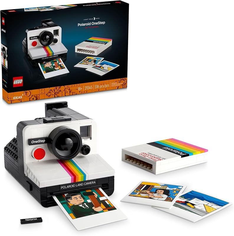 LEGO Ideas Polaroid OneStep SX 70 Building Set for Adults Vintage Polaroid Model DIY Craft Kit Ages 18 Gift for Birthdays 21345